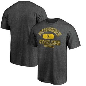 NEW 2XL Men's Pittsburgh Steelers Heather Charcoal Varsity Issued Throwback Tee